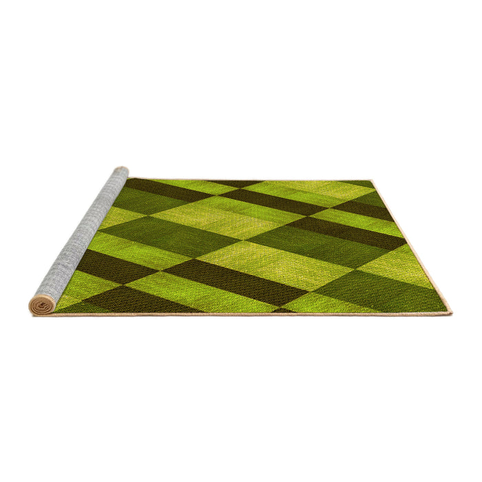 Sideview of Machine Washable Transitional Green Rug, wshpat3637yw