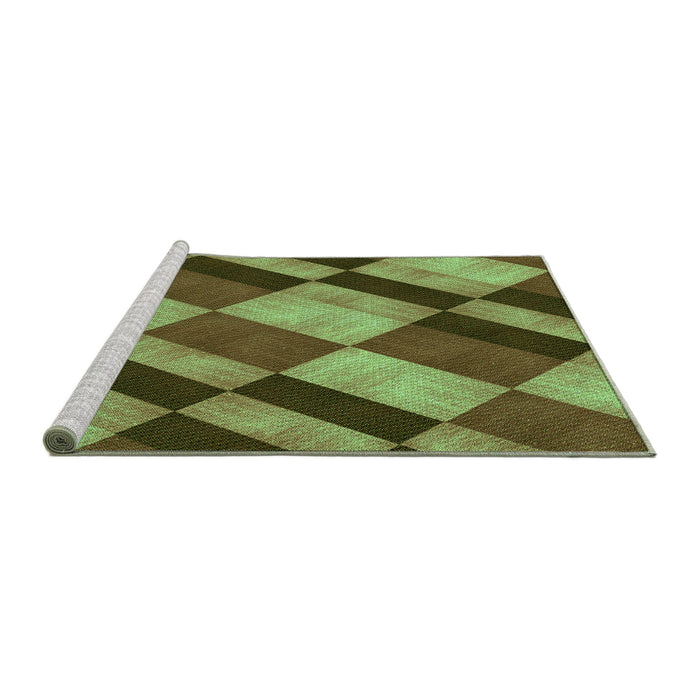 Sideview of Machine Washable Transitional Green Rug, wshpat3638grn