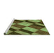 Sideview of Machine Washable Transitional Green Rug, wshpat3638grn