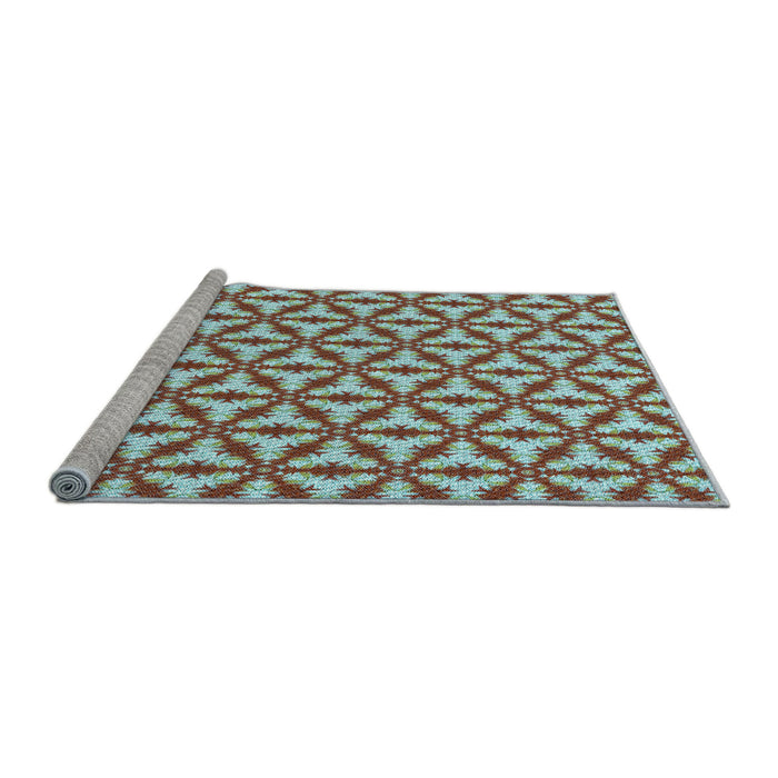 Sideview of Machine Washable Transitional Tiffany Blue Rug, wshpat364lblu