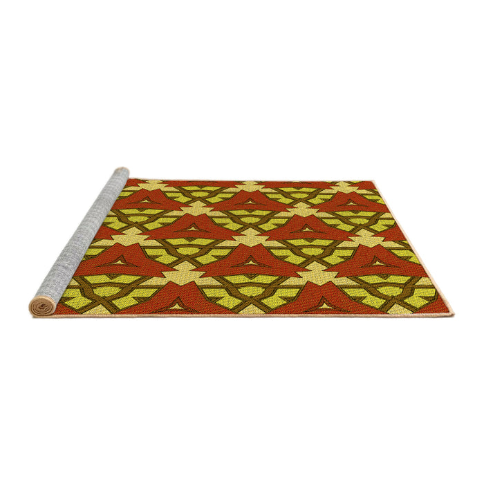 Sideview of Machine Washable Transitional Yellow Rug, wshpat3641yw