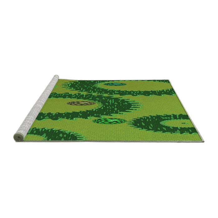 Sideview of Machine Washable Transitional Green Rug, wshpat3646grn