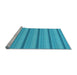 Sideview of Machine Washable Transitional Bright Cyan Blue Rug, wshpat3647lblu