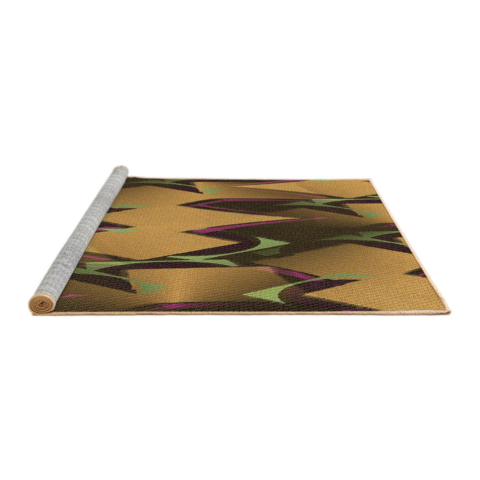 Sideview of Machine Washable Transitional Caramel Brown Rug, wshpat3649brn