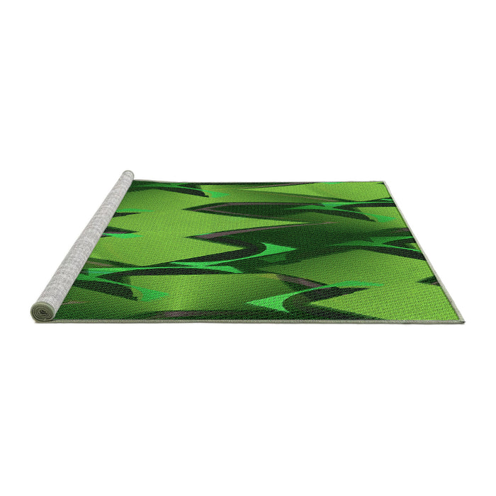 Sideview of Machine Washable Transitional Deep Emerald Green Rug, wshpat3649grn