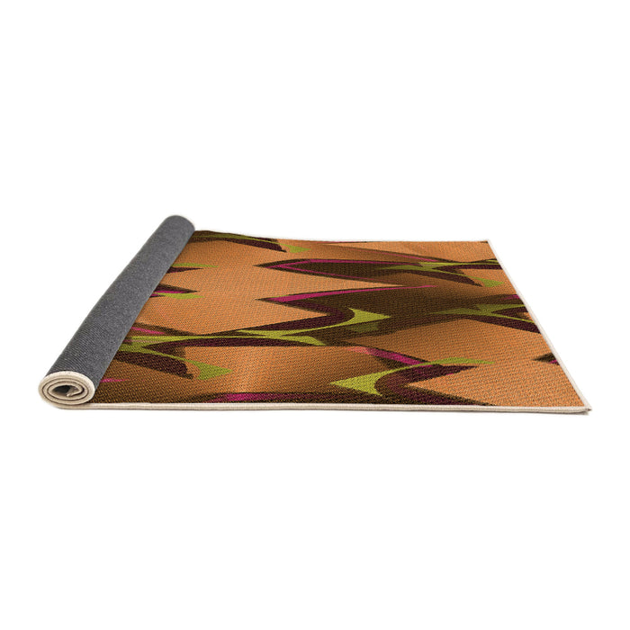 Thickness of Patterned Neon Orange Rug, pat3649org