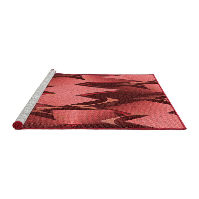 Sideview of Machine Washable Transitional Cranberry Red Rug, wshpat3649rd