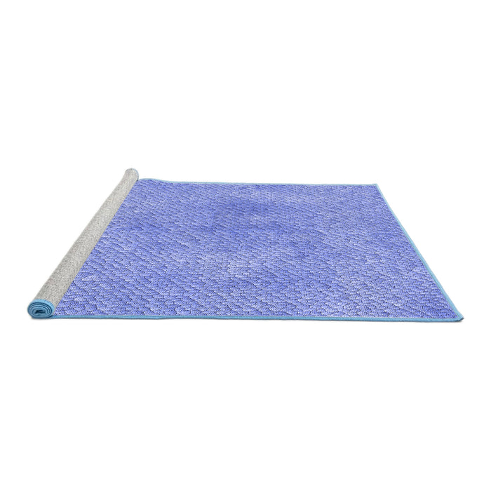 Sideview of Machine Washable Transitional Sky Blue Rug, wshpat3650blu
