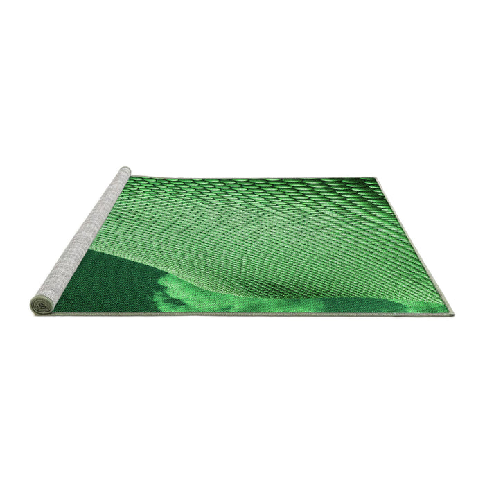 Sideview of Machine Washable Transitional Green Rug, wshpat3651grn