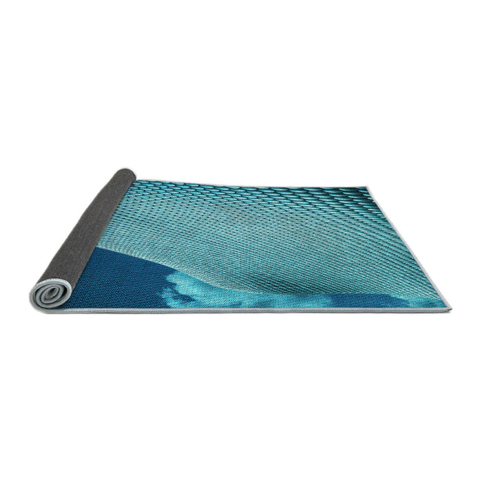 Thickness of Patterned Teal Green Rug, pat3651lblu