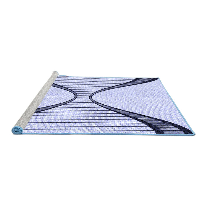 Sideview of Machine Washable Transitional Lavender Blue Rug, wshpat3653blu