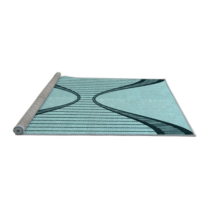 Sideview of Machine Washable Transitional Deep-Sea Green Rug, wshpat3653lblu