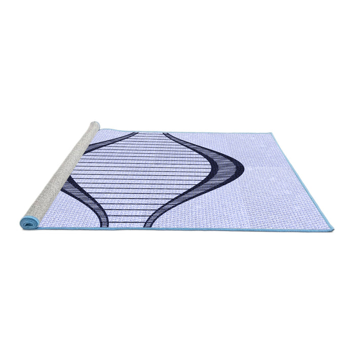Sideview of Machine Washable Transitional Lavender Blue Rug, wshpat3654blu