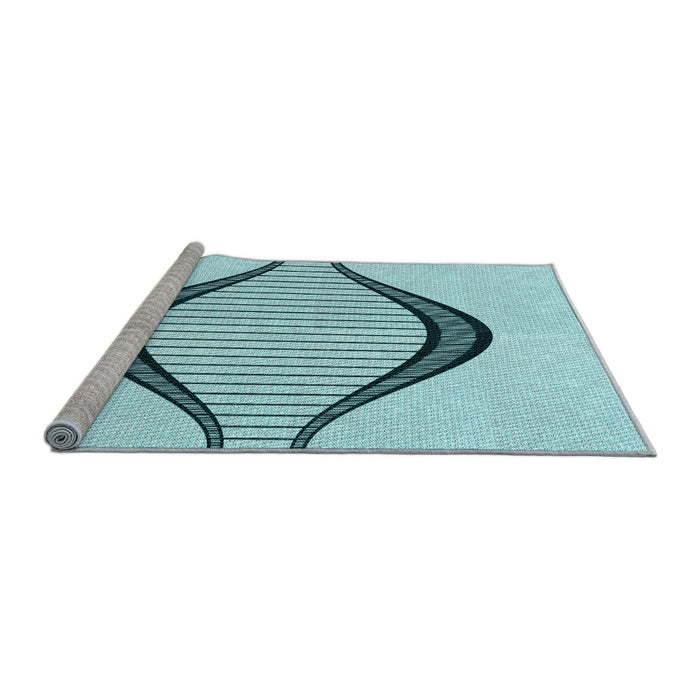 Sideview of Machine Washable Transitional Electric Blue Rug, wshpat3654lblu