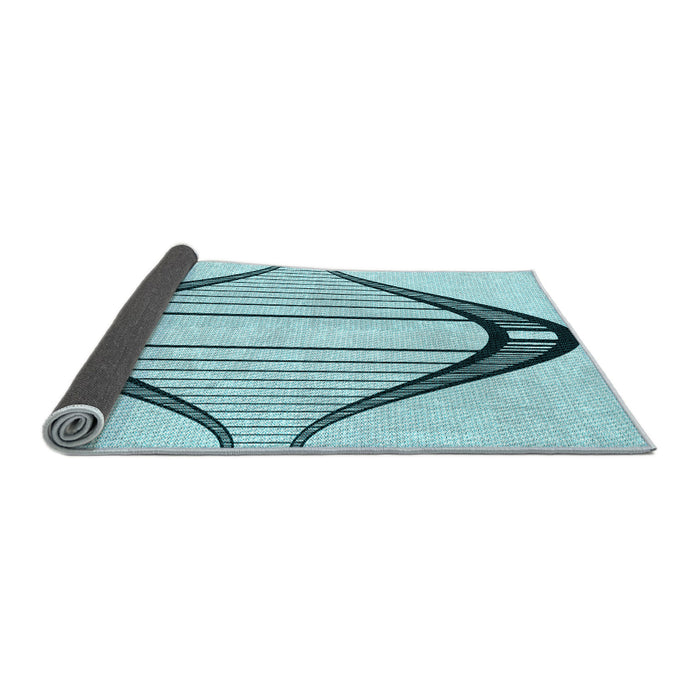 Thickness of Patterned Deep-Sea Green Rug, pat3655lblu