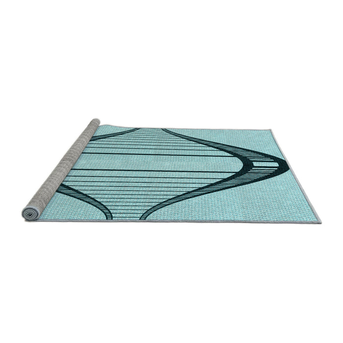 Sideview of Machine Washable Transitional Deep-Sea Green Rug, wshpat3655lblu