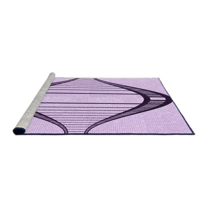 Sideview of Machine Washable Transitional Purple Flower Purple Rug, wshpat3655pur