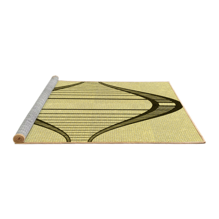 Sideview of Machine Washable Transitional Sun Yellow Rug, wshpat3655yw