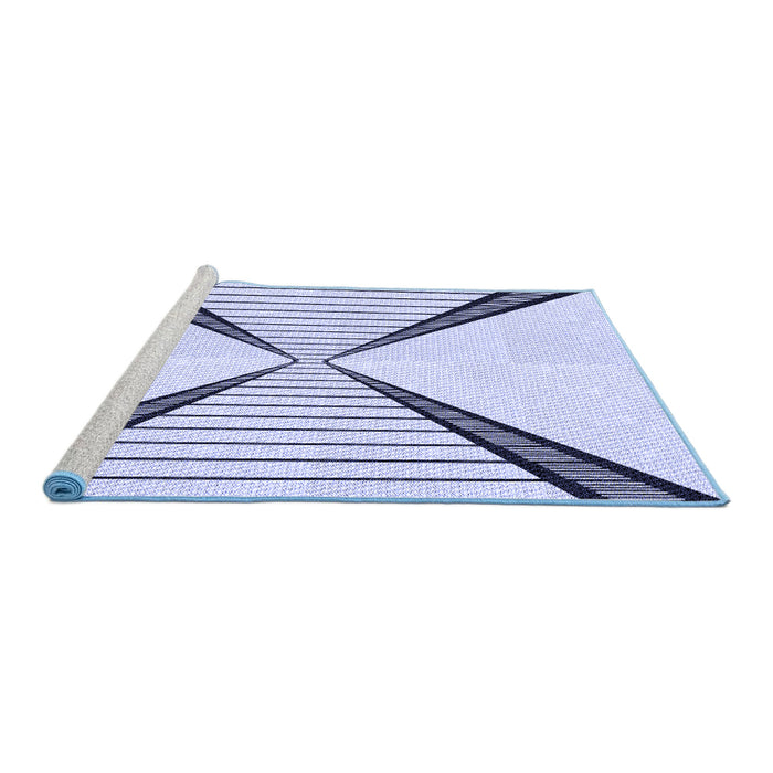 Sideview of Machine Washable Transitional Lavender Blue Rug, wshpat3656blu