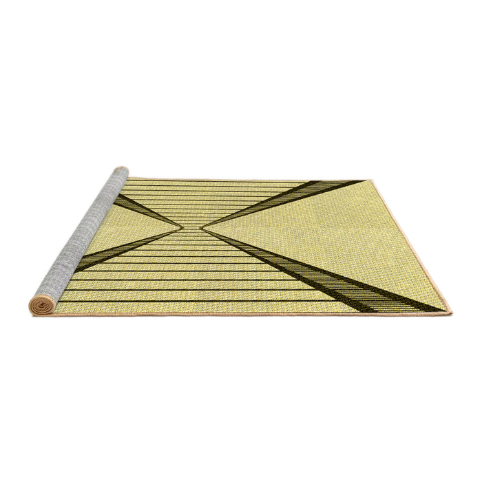 Sideview of Machine Washable Transitional Sun Yellow Rug, wshpat3656yw