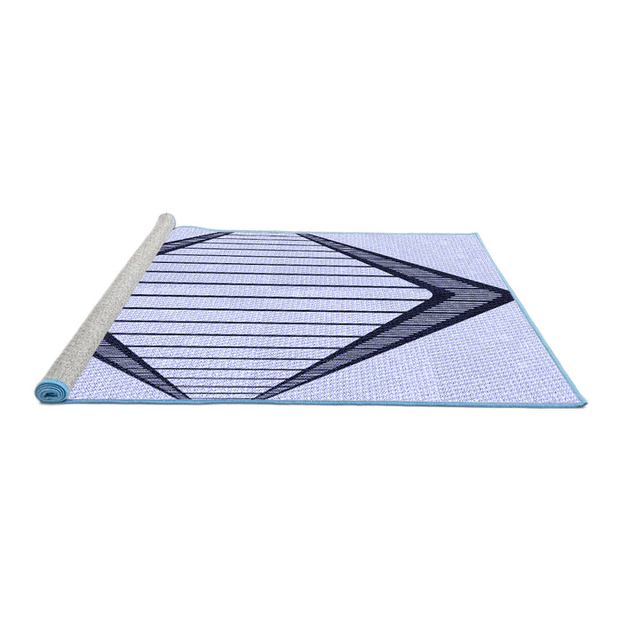 Sideview of Machine Washable Transitional Lavender Blue Rug, wshpat3657blu