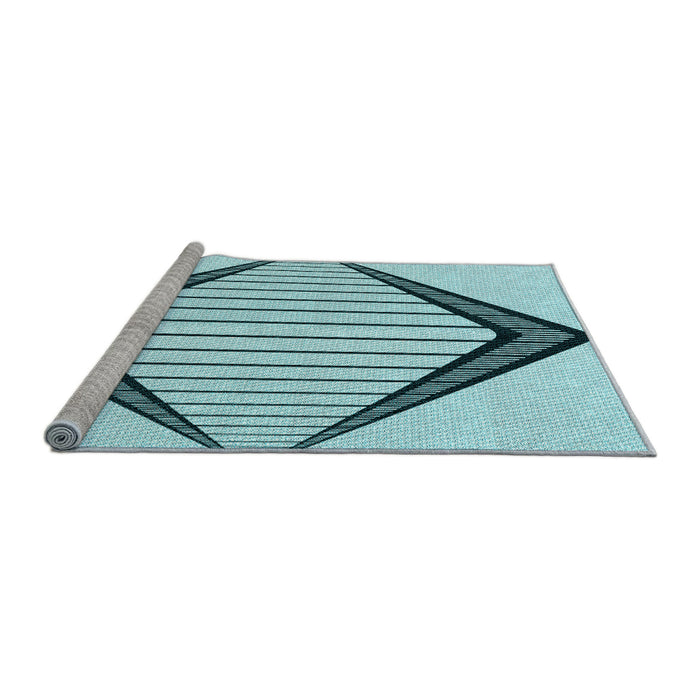 Sideview of Machine Washable Transitional Deep-Sea Green Rug, wshpat3657lblu