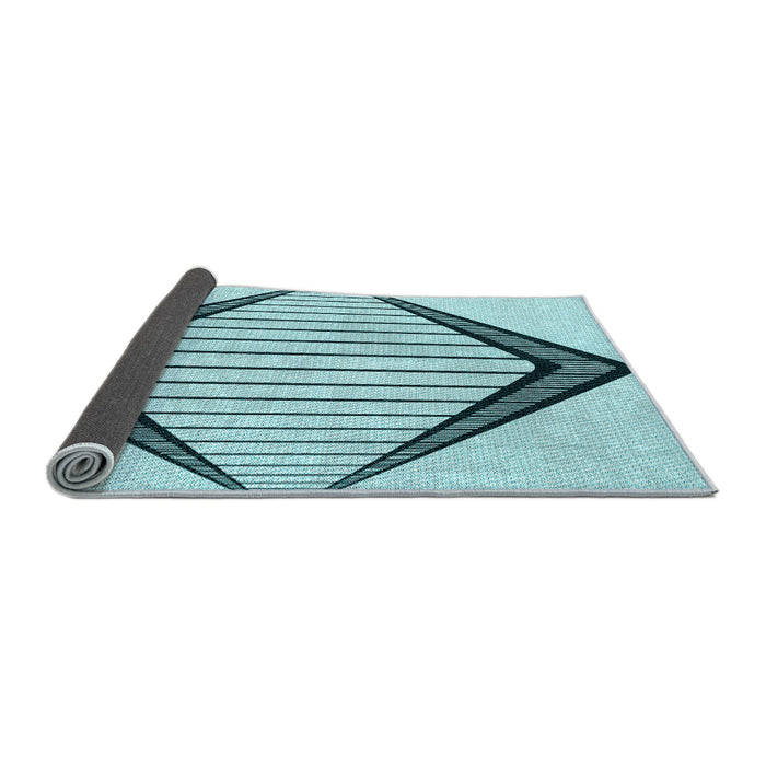 Thickness of Patterned Deep-Sea Green Rug, pat3657lblu