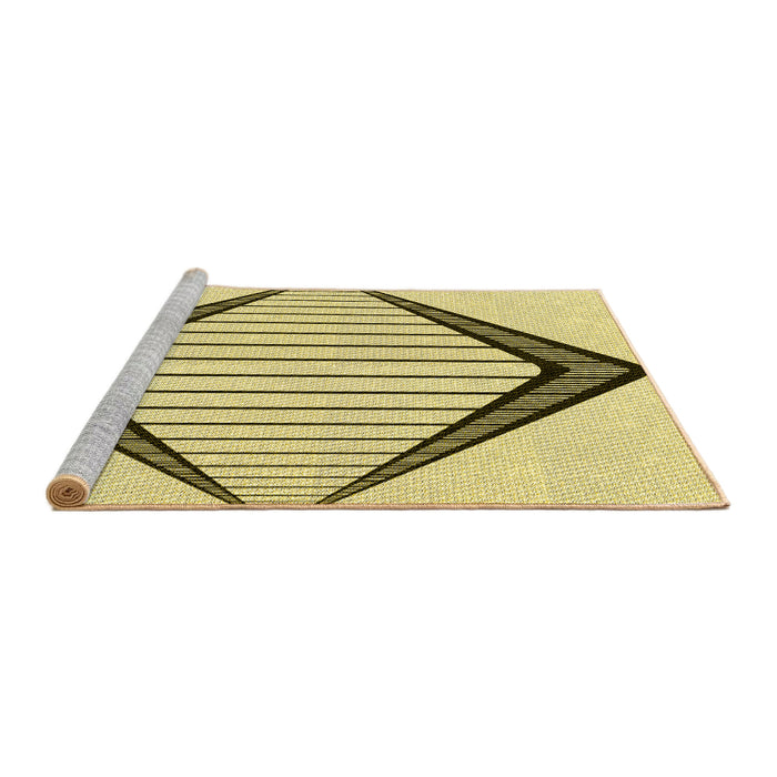 Sideview of Machine Washable Transitional Sun Yellow Rug, wshpat3657yw