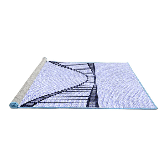 Sideview of Machine Washable Transitional Lavender Blue Rug, wshpat3658blu