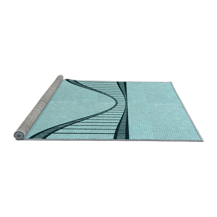 Sideview of Machine Washable Transitional Electric Blue Rug, wshpat3658lblu