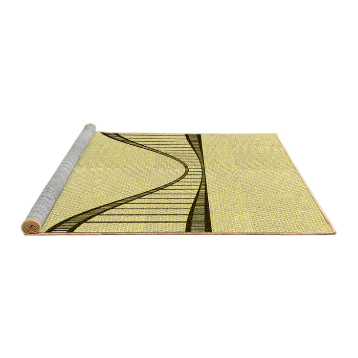 Sideview of Machine Washable Transitional Sun Yellow Rug, wshpat3658yw