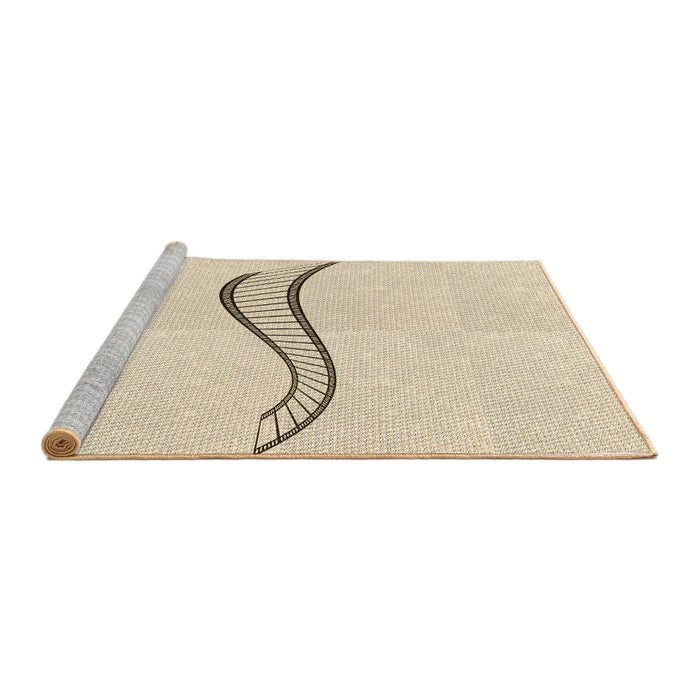 Sideview of Machine Washable Transitional Moccasin Beige Rug, wshpat3659brn