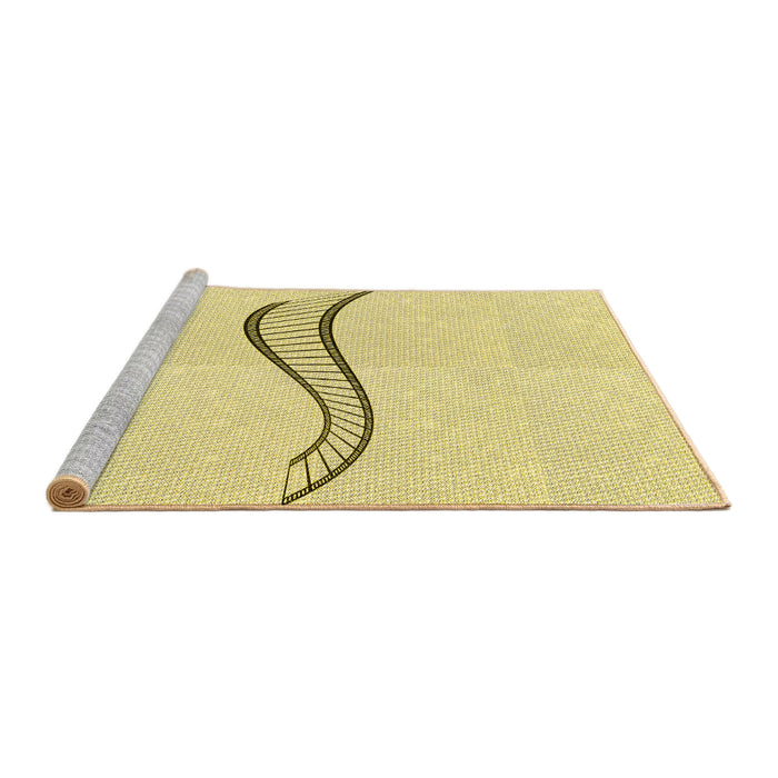 Sideview of Machine Washable Transitional Yellow Rug, wshpat3659yw