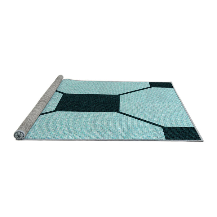 Sideview of Machine Washable Transitional Deep-Sea Green Rug, wshpat3661lblu