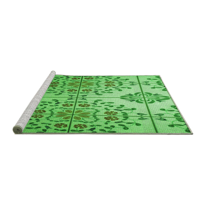 Sideview of Machine Washable Transitional Emerald Green Rug, wshpat3663grn