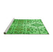 Sideview of Machine Washable Transitional Emerald Green Rug, wshpat3663grn