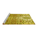 Sideview of Machine Washable Transitional Yellow Rug, wshpat3663yw