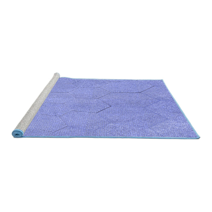 Sideview of Machine Washable Transitional Denim Blue Rug, wshpat3664blu