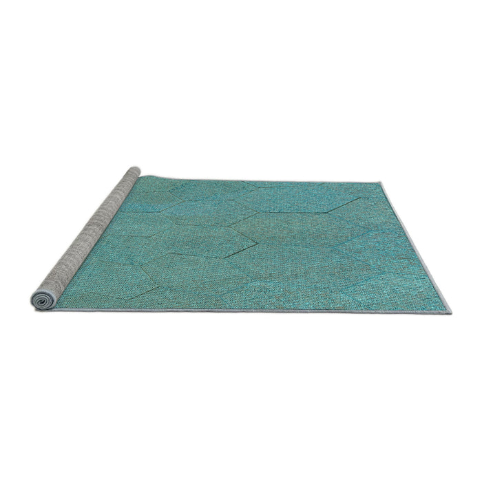 Sideview of Machine Washable Transitional Deep-Sea Green Rug, wshpat3664lblu