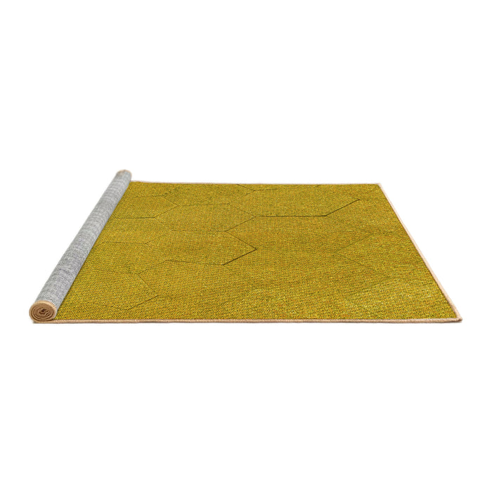 Sideview of Machine Washable Transitional Deep Yellow Rug, wshpat3664yw