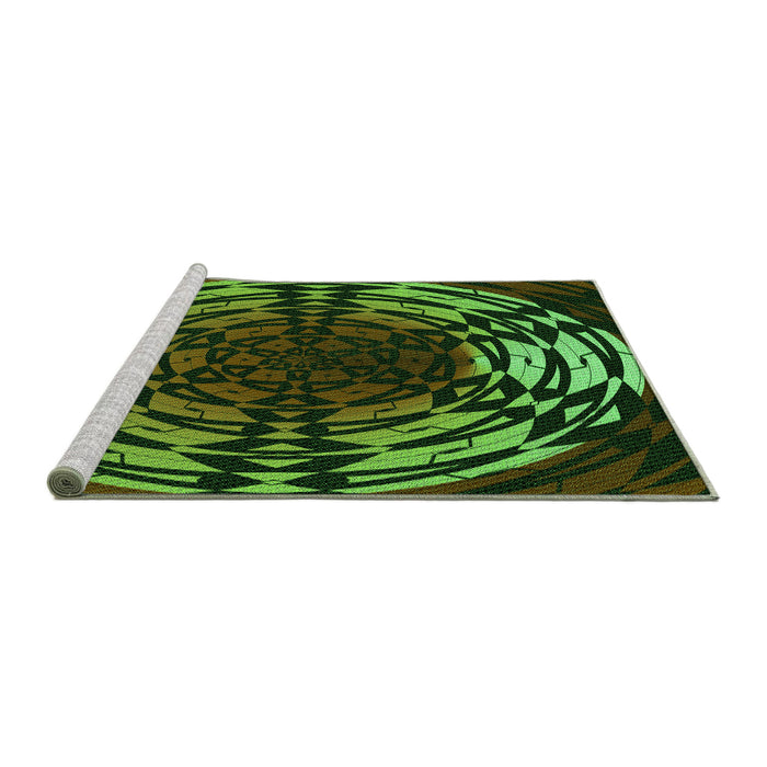 Sideview of Machine Washable Transitional Dark Lime Green Rug, wshpat3666grn