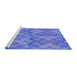 Sideview of Machine Washable Transitional Sky Blue Rug, wshpat3667blu