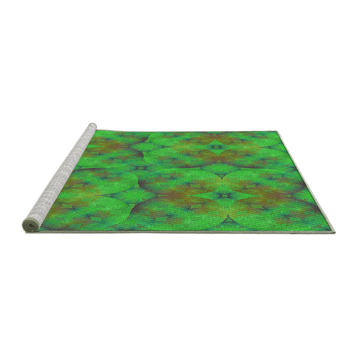Sideview of Machine Washable Transitional Dark Lime Green Rug, wshpat3667grn