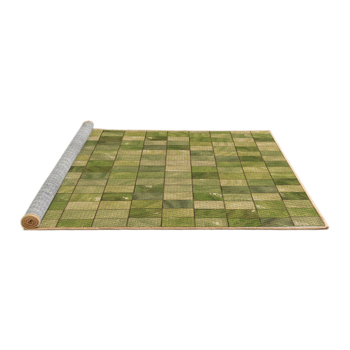 Sideview of Machine Washable Transitional Dark Yellow Green Rug, wshpat3668brn