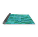 Thickness of Patterned Bright Cyan Blue Rug, pat3668lblu