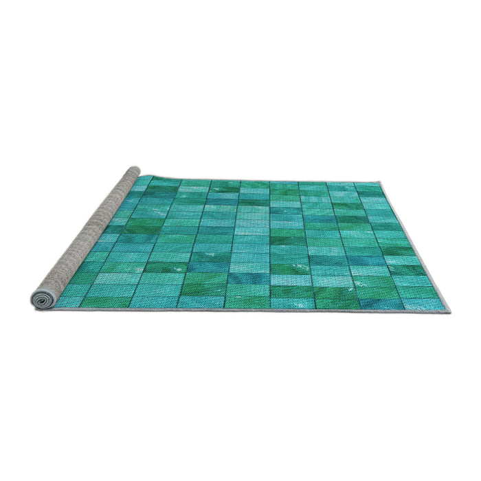 Sideview of Machine Washable Transitional Bright Cyan Blue Rug, wshpat3668lblu