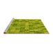 Sideview of Machine Washable Transitional Neon Yellow Green Rug, wshpat3668yw