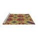 Sideview of Machine Washable Transitional Green Rug, wshpat3669brn