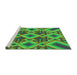 Sideview of Machine Washable Transitional Neon Green Rug, wshpat3669grn