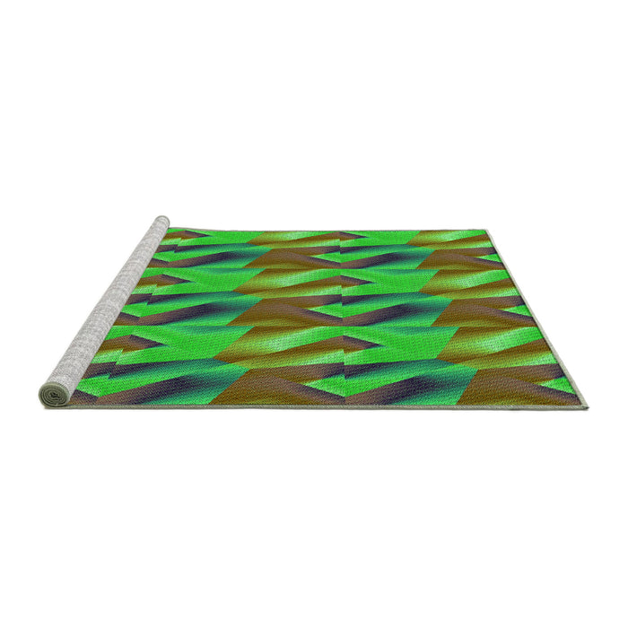 Sideview of Machine Washable Transitional Neon Green Rug, wshpat3670grn